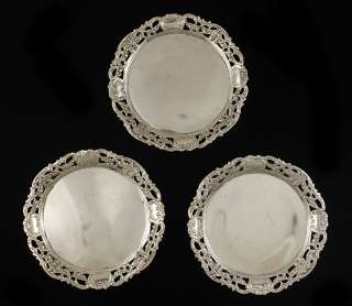 Early 1900s German Silver Coasters or Small Plates  