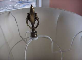 Pair Vintage Brass Lamps Austrian Crystals Globe Shade Buffet 