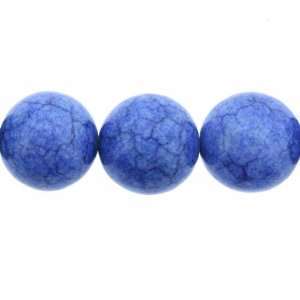 Dyed Blue Fossil  Ball Plain   12mm Diameter, No Grade   Sold by 16 
