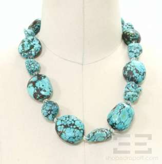 Designer Large Turquoise Stone & Crystal Necklace  