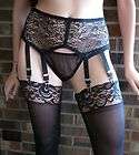   Blk Non Sheer Opaque Stockings w/Lace Tops for Garters PLUS 1X 2X 3X