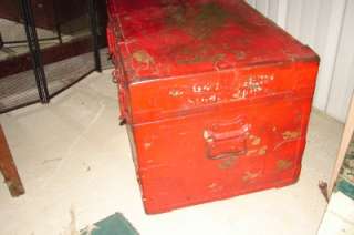 VINTAGE ARMY TRUNK STORAGE BOX CHEST TABLE RUSTIC  