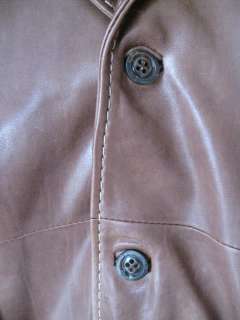 NEW Gimos Italy Leather Coat Jacket 2 Button Blazer Cognac Brown XL 