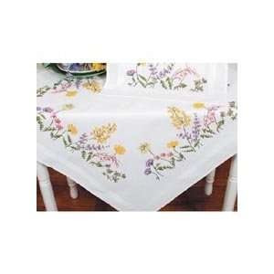 Summer Flowers Table Topper Stamped Cross Stitch Kit