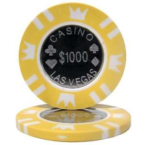  15 Gram Crowns Coin Inlay Poker Chips $1000 Sports 