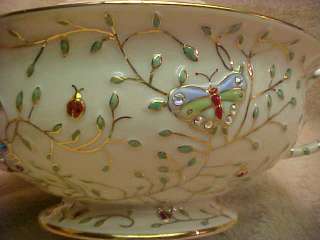 LENOX SUMMER ENCHANTMENT JEWELED COVERED SERVING BOWL. 2 PIECE COVERED 