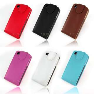 Leather Flip iPhone 4 4G 4S Hard Case Cover Colourful Card Slot mbs 