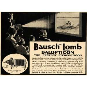 1913 Ad Bausch & Lomb Optical Co. Balopticon Camera   Original Print 