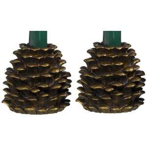 Grasslands Road Cabin Fever Pine Cone Taper Candle Holders, Set of 2 