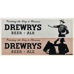  1950 Billboard Drewrys Beer Ale Mountie Ad Black Light 