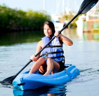 New Lifetime 8 Blue Adult One Seat Sea Kayak + Paddle Backrest Paddle 