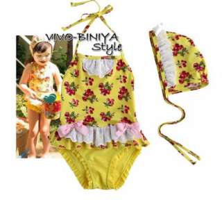 Girls Baby Cherry Blossoms Tankini Bikini Swimsuit Swimwear Swimming 
