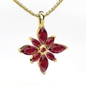  Lodestar Pendant, Round Ruby 14K Yellow Gold Necklace 