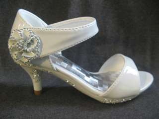 New White Dress Shoes With Rhinestones For Girls*  