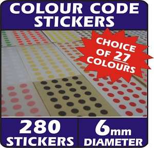 6mm Round Stickers Sticky dots Coloured Circle Labels  