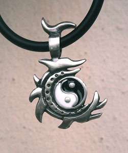 Yin Yang pendant (2 types to choose from) Comes with rubber necklace.