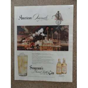  Segrams Gin,Vintage 40s full page print ad (steamboat 