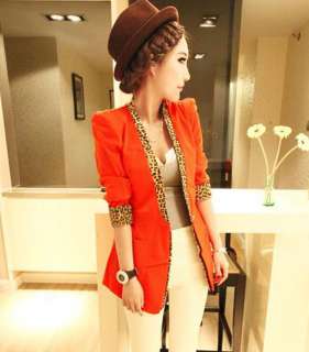 Hot Stylish Leopard Collar Candy Color Slim Suit Jacket Coat 5 Colors 