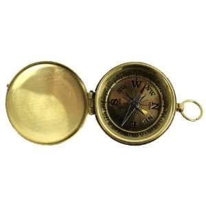 Small Brass Face Pocket Compass with Cover  Sports 