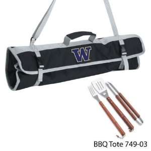  Washington Huskies UW NCAA Deluxe Wooden BBQ Grill Set 