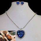   Titanic Heart of Ocean Necklace Earring Set Blue Swarovski Crystal