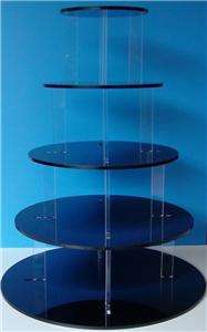 TIER GLOSS BLACK CIRCLE CUPCAKE FAIRY CUP CAKE STAND  