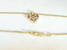 10K Yellow Gold Ruby & Diamond Heart Pendant w/Chain  