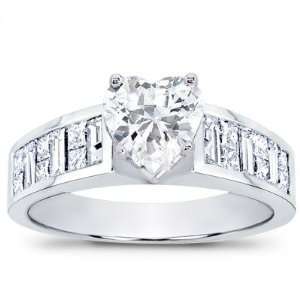 20 Total Carat Heart, Princess & Baguette Diamond Engagement Ring in 