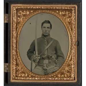  Unidentified cavalry soldier in Union uniform with two 