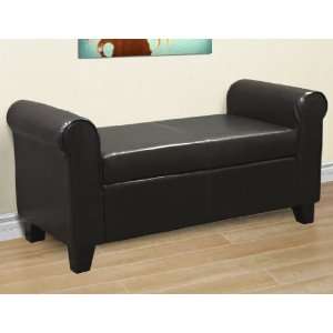   Elegant Armed Leather Ottoman with Storage Bench Chair