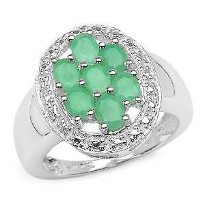  1.40 Carat Genuine Emerald Oval Sterling Silver Ring 