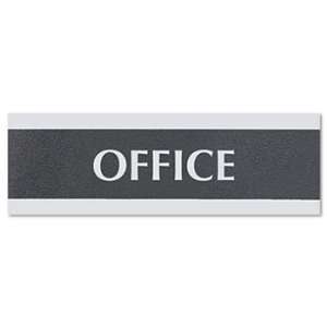   Office Sign, Office, 9 x 1/2 x 3, Black/Silver