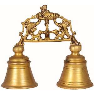  Twin Nandi Bells   Brass Sculpture