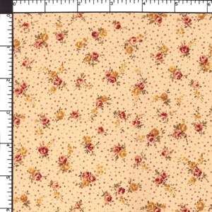   Bud Blossoms Flower Floral Beige Sewing Craft Cotton Quilting Fabric
