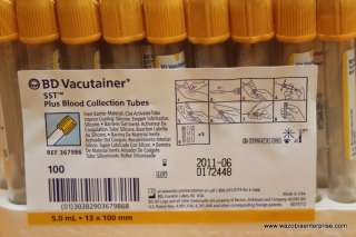BD VACUTAINER SST PLUS BLOOD COLLECTION TUBES 100/PACK 367986  