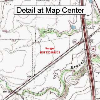USGS Topographic Quadrangle Map   Sanger, Texas (Folded/Waterproof 