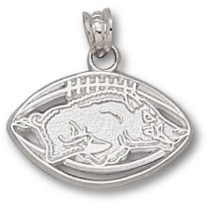   Arkansas Razorback Pierced Fball Pendant (Silver)