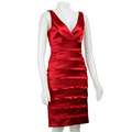 Scarlett Nite Womens Red Satin V neck Dress