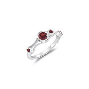  0.44 Cts Garnet Wedding Band in 14K White Gold 10.0 