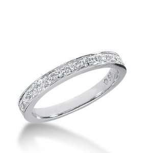  0.35 Ct Diamond Wedding Band Ring Round Pave 14k White 