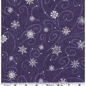  45 Wide Let It Snow Flurries Navy Fabric By The Yard 