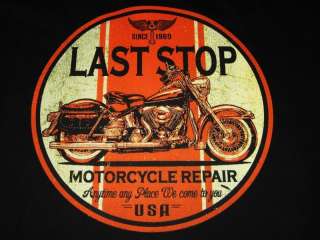 LAST STOP MOTORCYCLE REPAIR SHOP BIKER LONG SLEEVE T SHIRT M TO 4X 