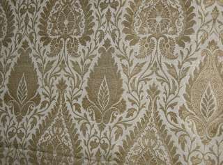 Pure Heavy Silk Brocade Fabric Metallic Gold & Ivory  