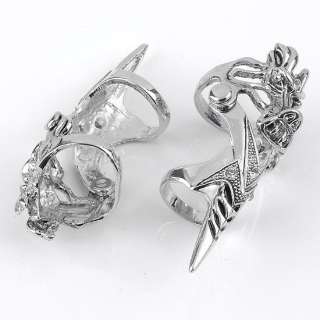   Crystal Spike Dragon Punk Double Finger Ring Mens Cool Gothic Gift