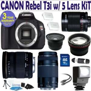 Canon Rebel T3i (EOS 600D/KISS X5) 5 Lens Deluxe Kit with Sigma 28 70 