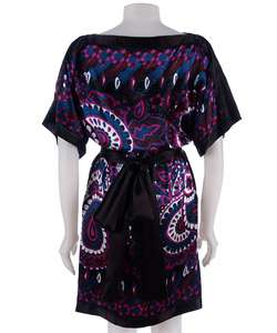Donna Morgan Printed Kimono Sleeve Silk Dress  
