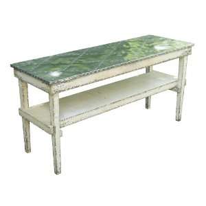 Twos Company Harvest Metal Top Antiqued Rectangle Table  