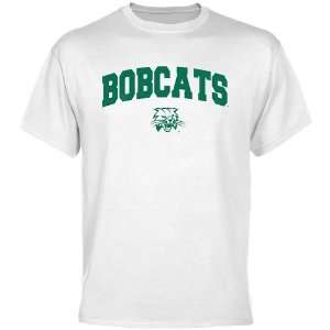  NCAA Ohio Bobcats White Mascot Arch T shirt Sports 