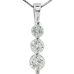 14k White Gold 2ct TDW 3 Stone Diamond Necklace (H I, I1)   