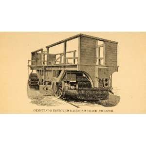   Antique Print Olmstead Railroad Track Sweeper RARE   Original Print